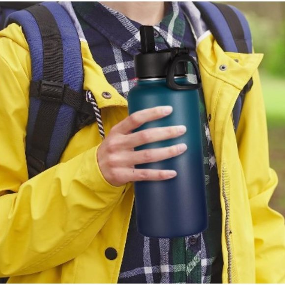 Insulated Stainless Steel Sports Water Bottle - Leak Proof w/ 2 Lids - Picture 7 of 10
